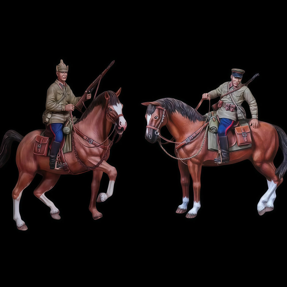 1/35 WWI German Cavalry Officers and Troopers, 2 Figures, Resin Model Figure Kit, Unassembled and Unpainted