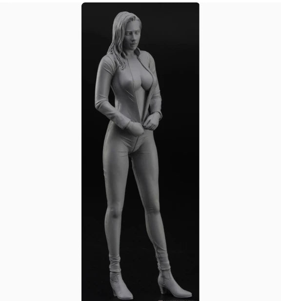 1/12 Blonde Woman in Red Zippered Bodysuit, Resin Model Figure Kit, Unassembled and Unpainted