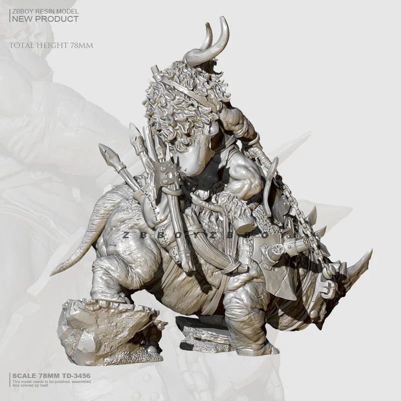 75mm Bull-Headed Fantasy Knight, Resin Model Figure Kit, Fantasy Theme, Unassembled and Unpainted