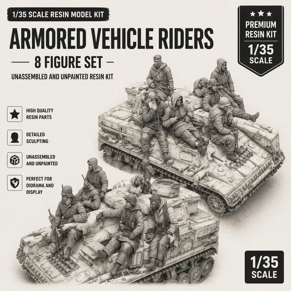 1/35 WWII Soldiers Mounting Armored Vehicles, 8 Figures, Resin Model Figure Kit, Unassembled and Unpainted