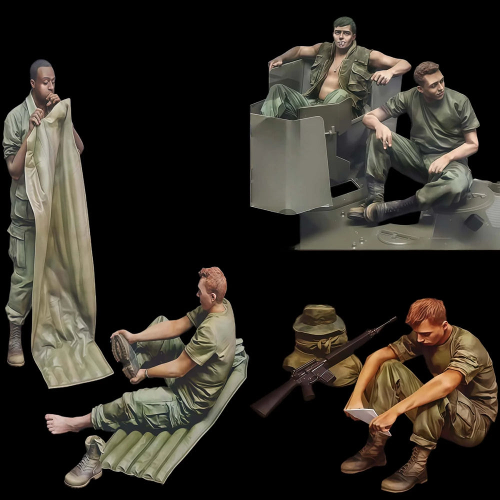 1/35 WWII British Infantry Bunker Assault, 5 Figures, Resin Model Figure Kit, Unassembled and Unpainted