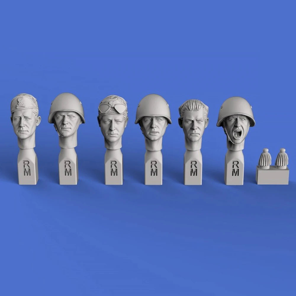 1/35 WWII Italian Soldier Heads, 6 Figures, Resin Model Figure Kit, Unassembled and Unpainted