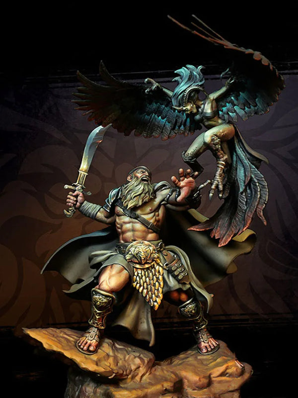 1/24 Medieval Phoenix-Winged Warrior with Sword, Resin Model Figure Kit, Unassembled and Unpainted