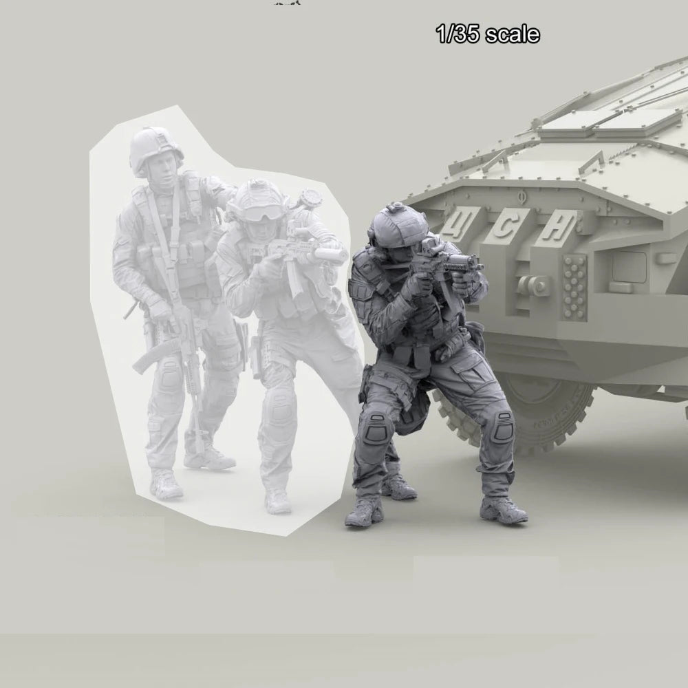 1/35 Modern Tactical Operators with Body Armor, 3 Figures, Resin Model Figure Kit, Unassembled and Unpainted