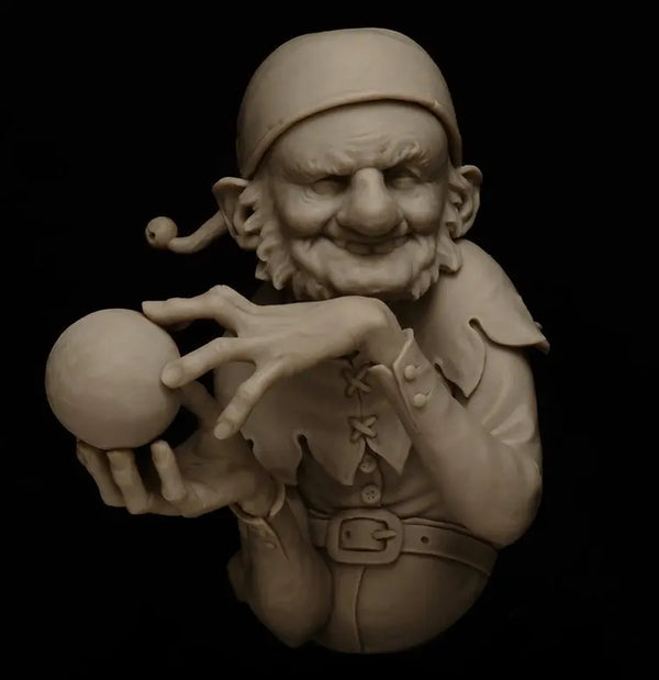 1/12 Bearded Dwarf with Turban Holding Sphere, Resin Model Bust Kit, Fantasy Theme, Unassembled and Unpainted