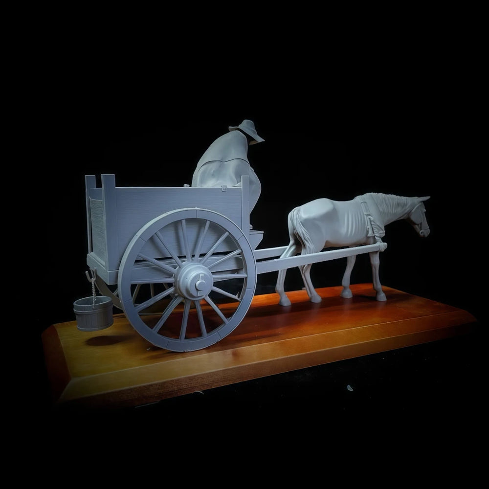 54mm Historical Horse-Drawn Carriage, 4 Figures, Resin Model Vehicle Kit, Historical Theme, Unassembled and Unpainted