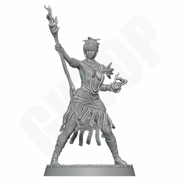 1/24 Wildlands Runemaster Sorceress, Resin Model Figure Kit, Fantasy Theme, Unassembled and Unpainted