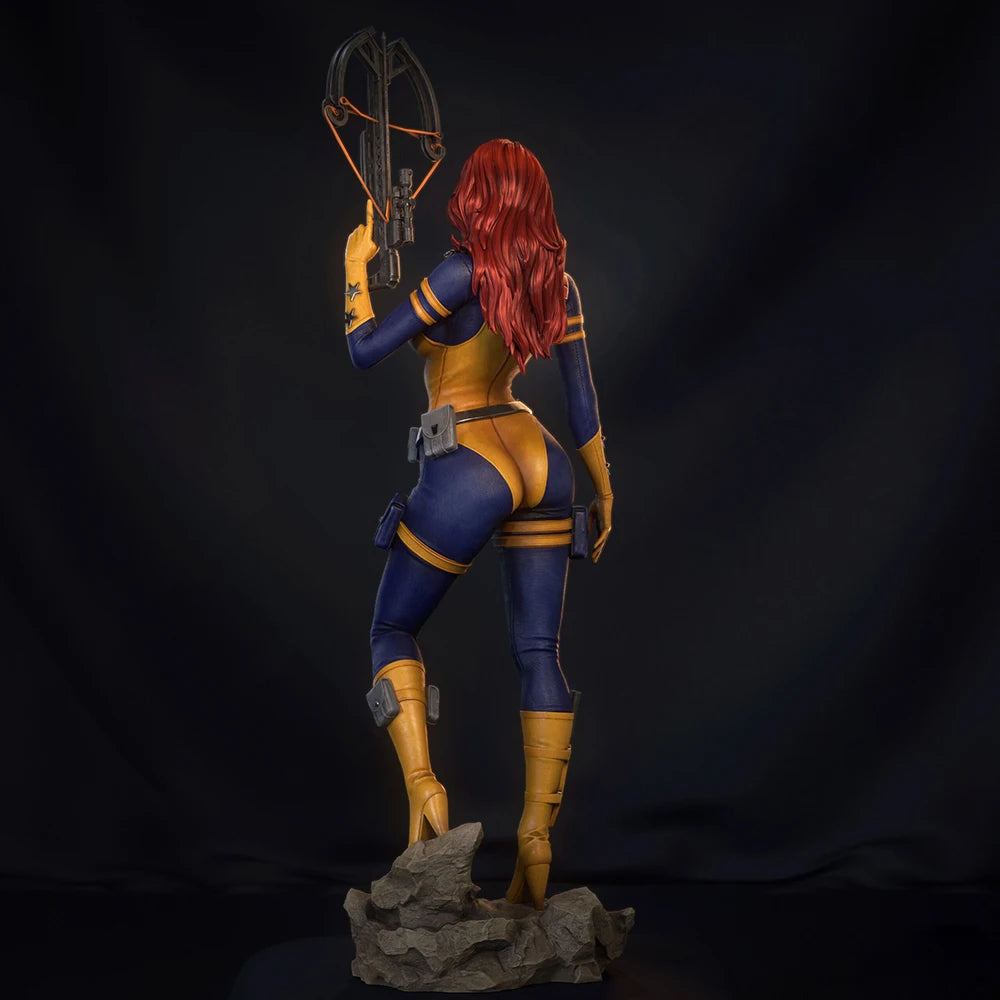 1/24 Red-Haired Warrior in Blue and Gold Tactical Suit, Resin Model Figure Kit, Fantasy Theme, Unassembled and Unpainted