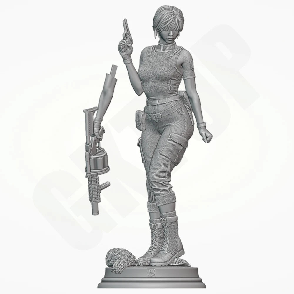 1/24 Modern Female Tactical Commando with Rifle, Resin Model Figure Kit, Unassembled and Unpainted
