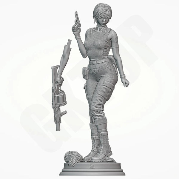 1/24 Modern Female Tactical Commando with Rifle, Resin Model Figure Kit, Unassembled and Unpainted