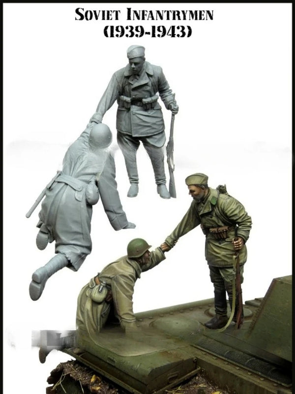 1/35 WWII Soviet Infantry Assault Squad, 5 Figures, Resin Model Figure Kit, Unassembled and Unpainted