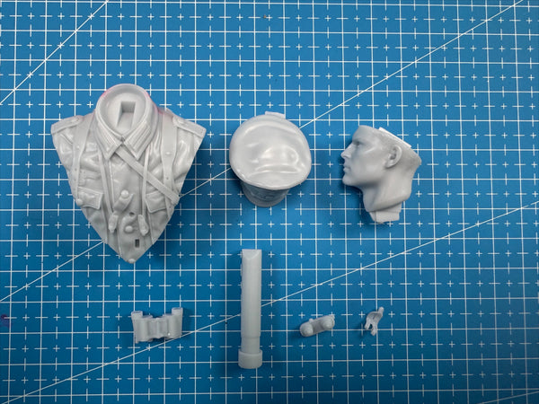 1/10 WWII German Officer in Peaked Cap with Decorations, Resin Model Bust Kit, Unassembled and Unpainted