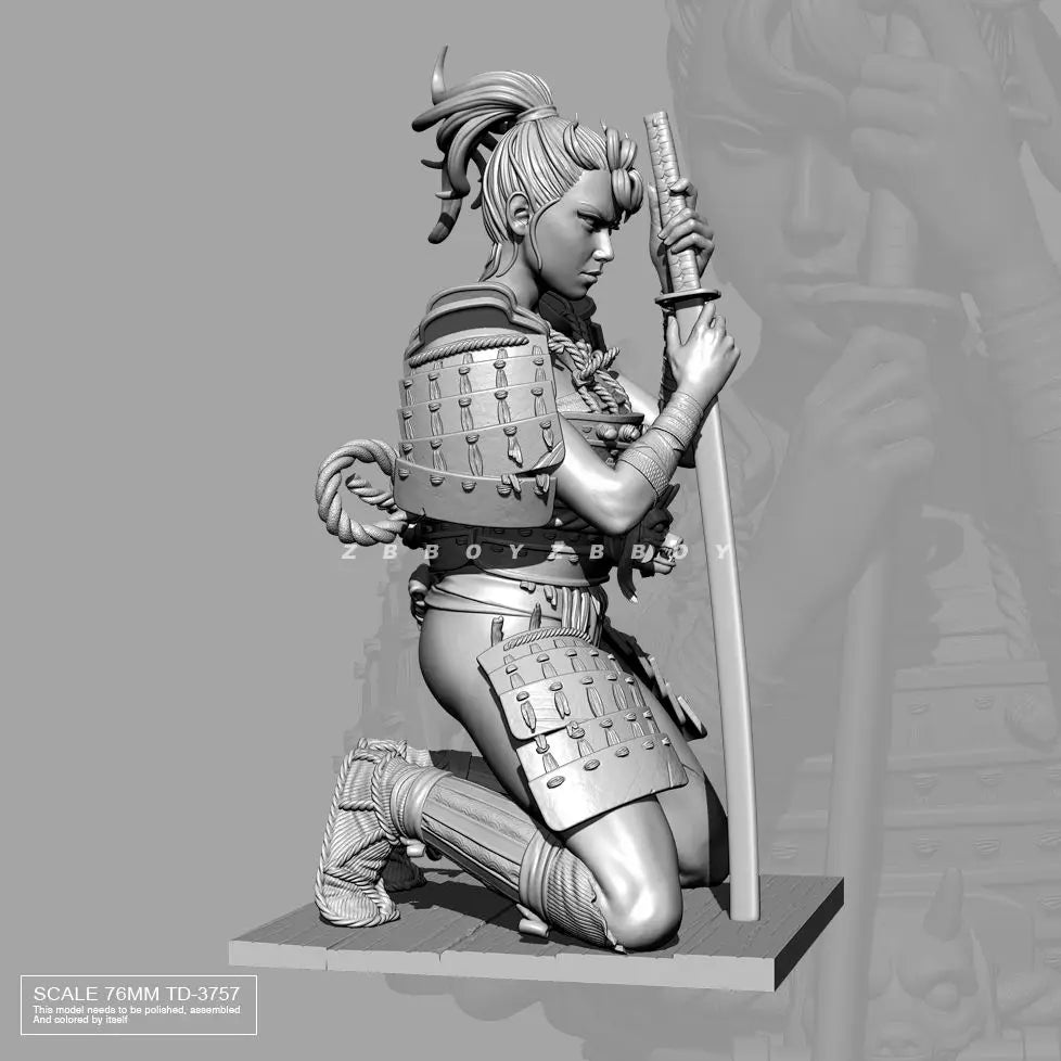 75mm Medieval Japanese Female Samurai, Resin Model Figure Kit, Unassembled and Unpainted