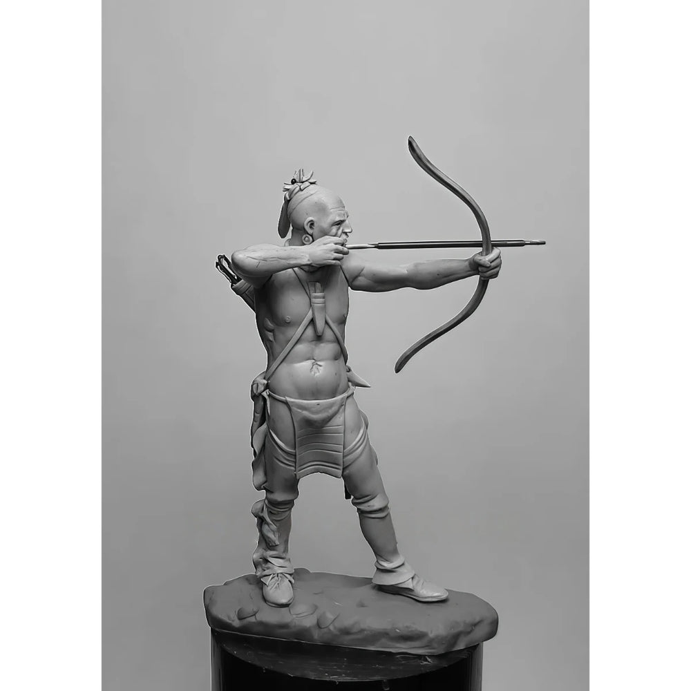 54mm American Civil War Iroquois Warrior with Bow and Sword, 3 Figures, Resin Model Figure Kit, Unassembled and Unpainted