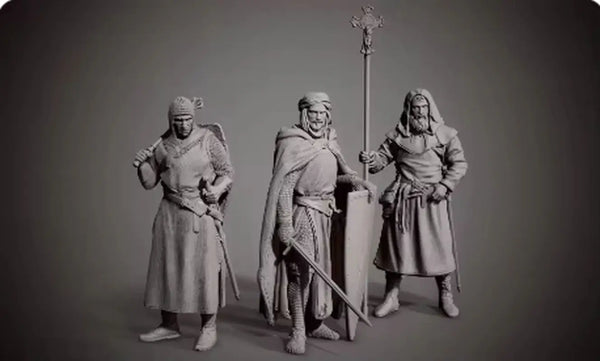 1/24 Medieval Soldiers, 3 Figures, Resin Model Figure Kit, Unassembled and Unpainted