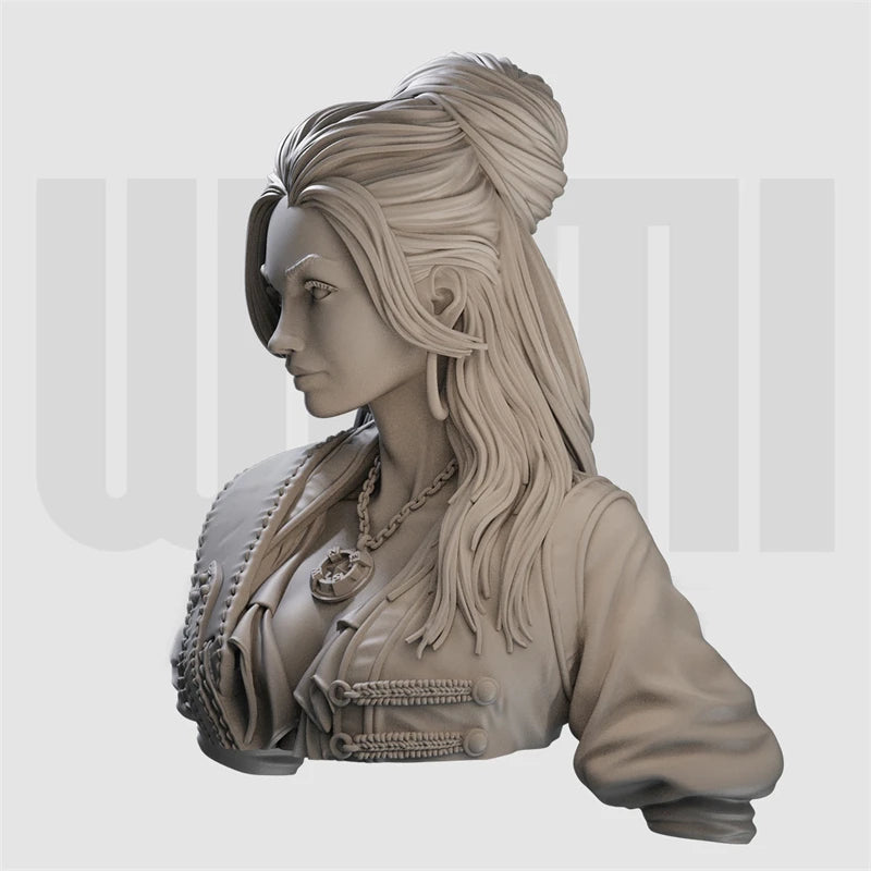 1/10 Medieval Barbarian Woman with Braided Hair and Scaled Armor, Resin Model Bust Kit, Unassembled and Unpainted
