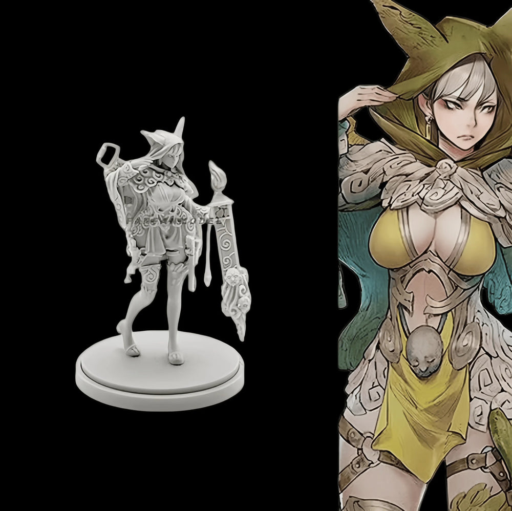 38mm Shadow Lamp Magician, Resin Model Bust Kit, Fantasy Theme, Unassembled and Unpainted