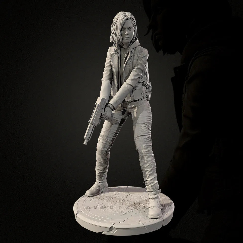 38mm Modern Female Tactical Operator Rifle Ready, Resin Model Figure Kit, Unassembled and Unpainted