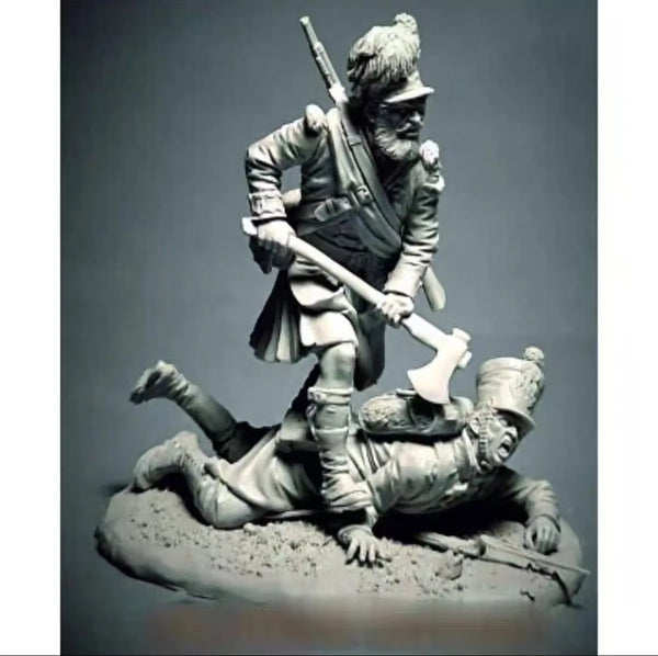 54mm WWI Soldier, 2 Figures, Resin Model Diorama Kit, Unassembled and Unpainted