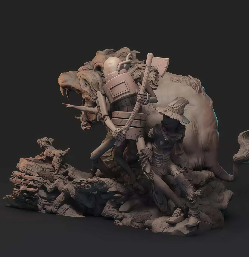 1/24 Young Warrior with Beast Mount, Resin Model Figure Kit, Fantasy Theme, Unassembled and Unpainted