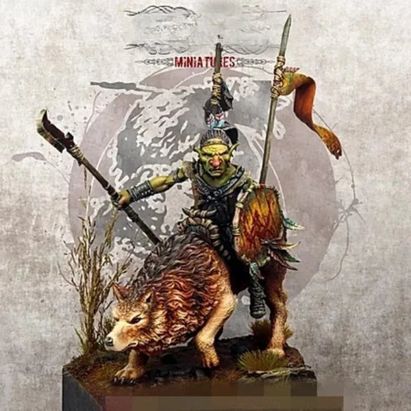 1/24 Medieval Fantasy Goblin Knight on Dire Wolf, Resin Model Figure Kit, Unassembled and Unpainted