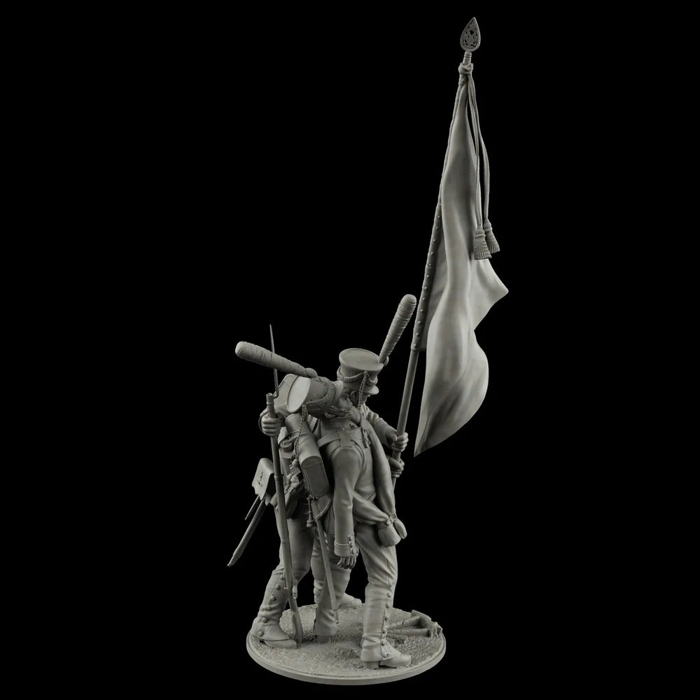 75mm Napoleonic Infantry Flag Bearers, 2 Figures, Resin Model Figure Kit, Unassembled and Unpainted