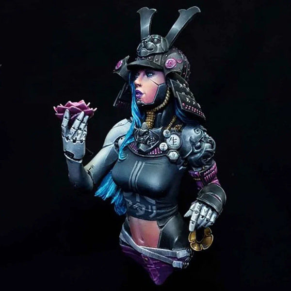 1/10 Mechanical Female Samurai, Resin Model Bust Kit, Fantasy Theme, Unassembled and Unpainted