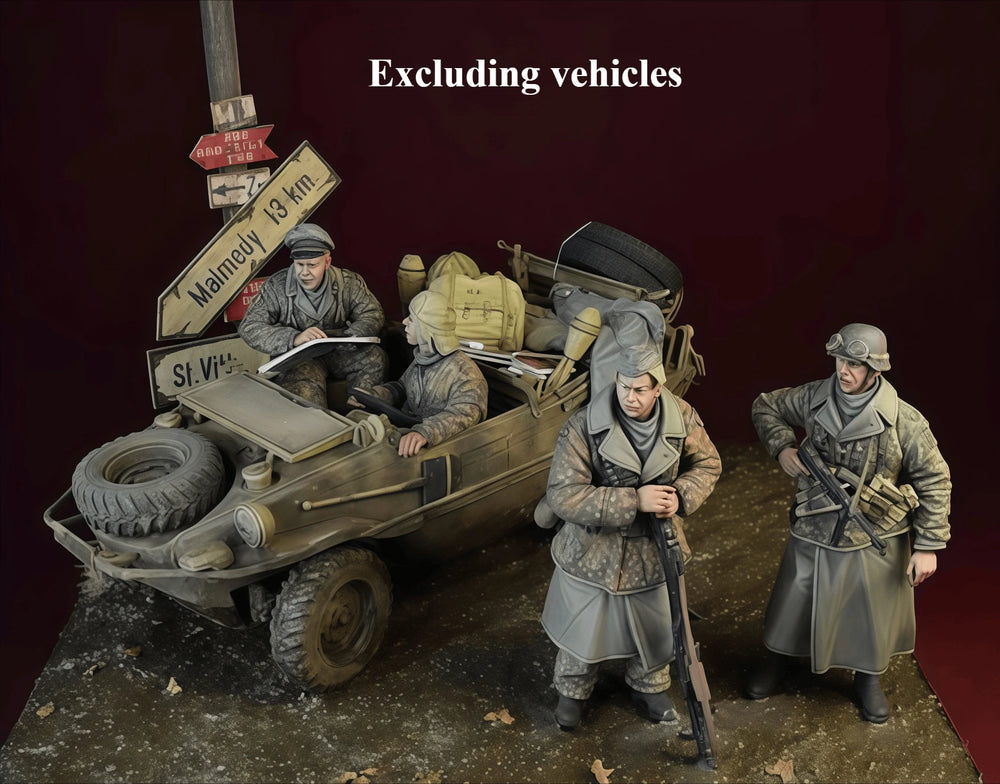 1/35 WWII US Combat Team, 4 Figures, Resin Model Figure Kit, Unassembled and Unpainted