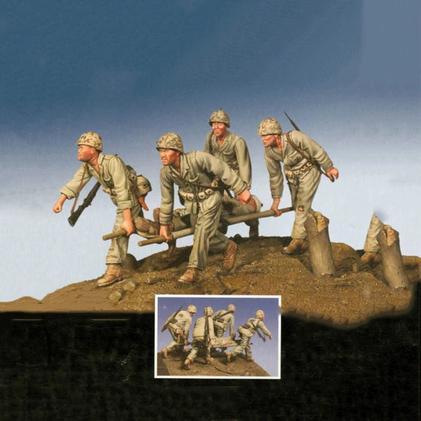 1/35 WWII Allied Infantry, 5 Figures, Resin Model Diorama Kit, Unassembled and Unpainted