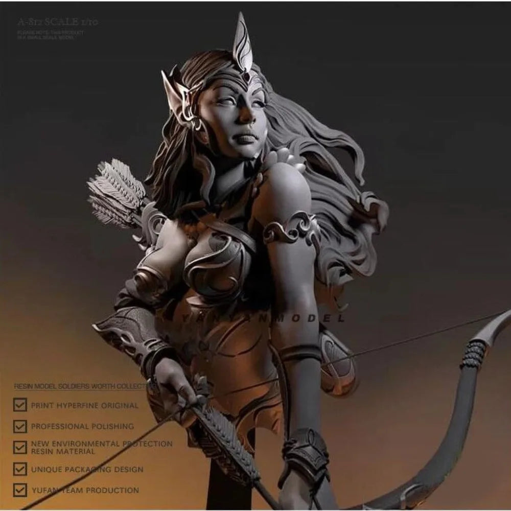 1/16 Elf Archer, Resin Model Bust Kit, Fantasy Theme, Unassembled and Unpainted