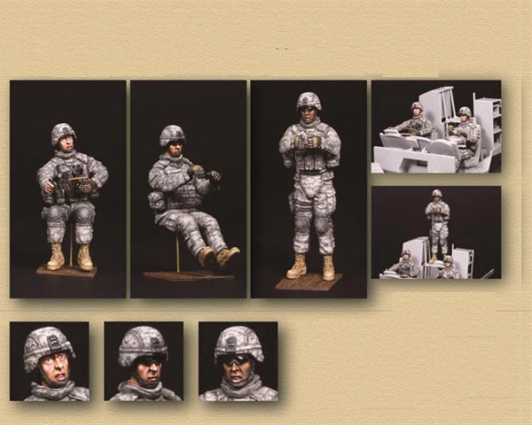 1/35 Modern Tactical Infantry with Mounted Weapon, 3 Figures, Resin Model Figure Kit, Unassembled and Unpainted