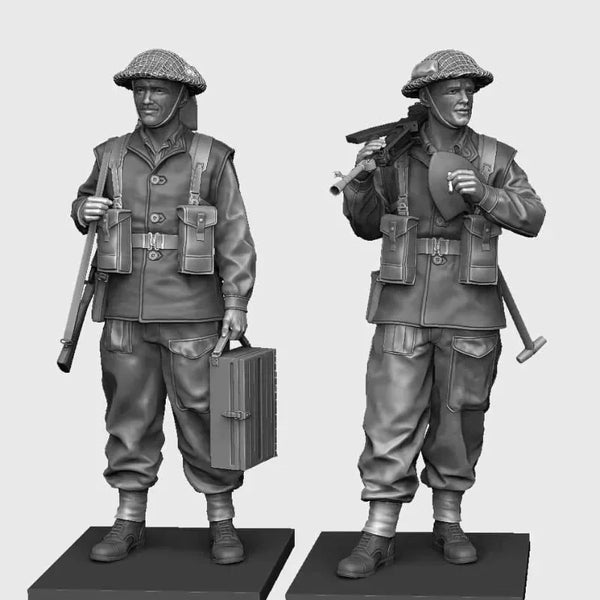 1/35 WWII Allied British Bren Team, 2 Figures, Resin Model Figure Kit, Unassembled and Unpainted