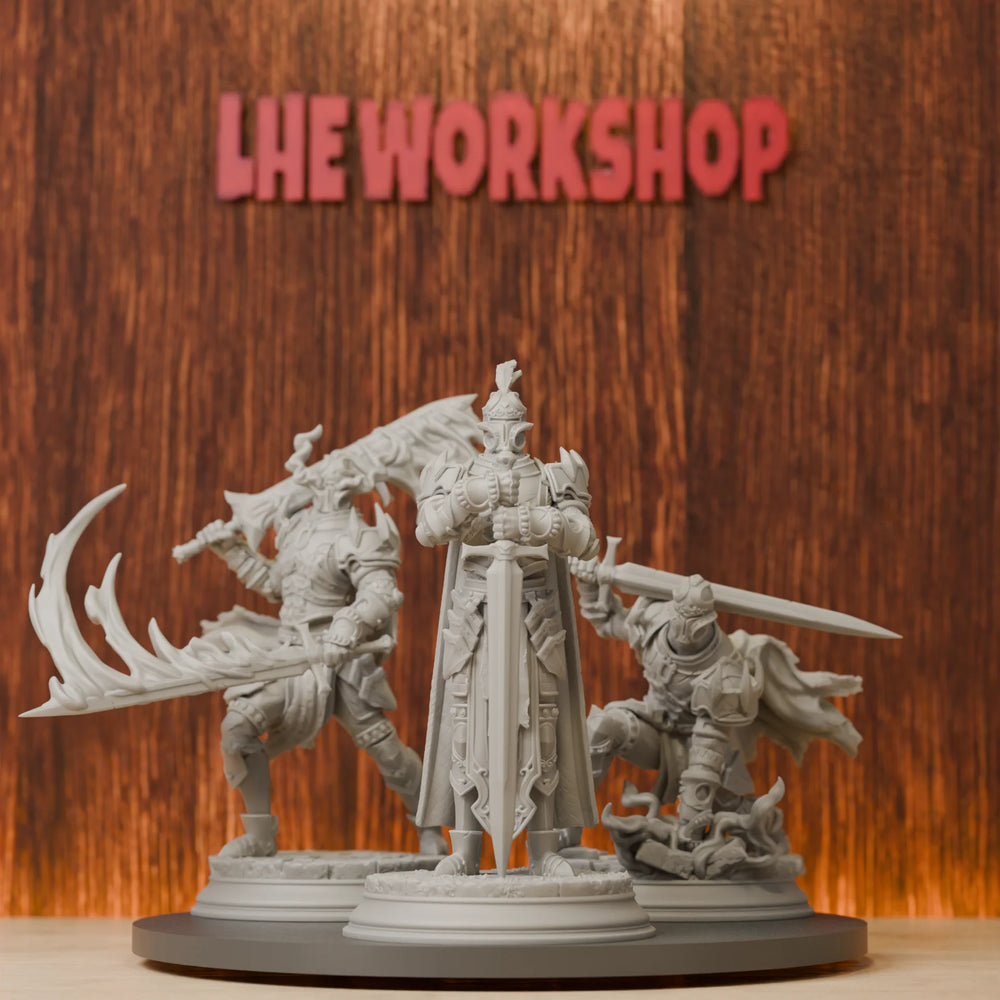 38mm Arcane Armor Trio, 3 Figures, Resin Model Figure Kit, Fantasy Theme, Unassembled and Unpainted