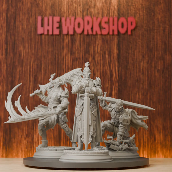 38mm Arcane Armor Trio, 3 Figures, Resin Model Figure Kit, Fantasy Theme, Unassembled and Unpainted