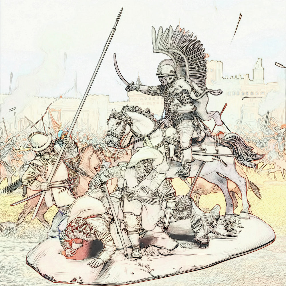 1/35 Medieval European Cavalry Battle, 4 Figures, Resin Model Diorama Kit, Unassembled and Unpainted