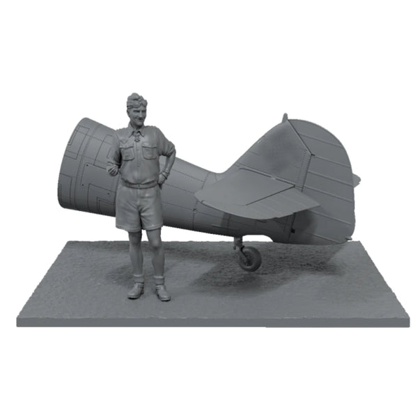 1/32 WWII Luftwaffe Pilot in Tan Flight Suit, Resin Model Figure Kit, Unassembled and Unpainted