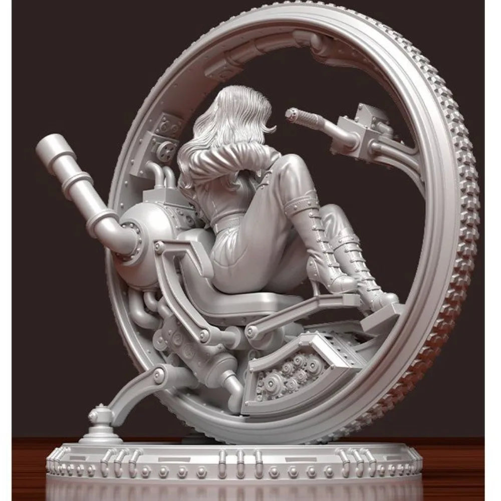 80mm Motorcycle Girl, Resin Model Figure Kit, Fantasy Theme, Unassembled and Unpainted
