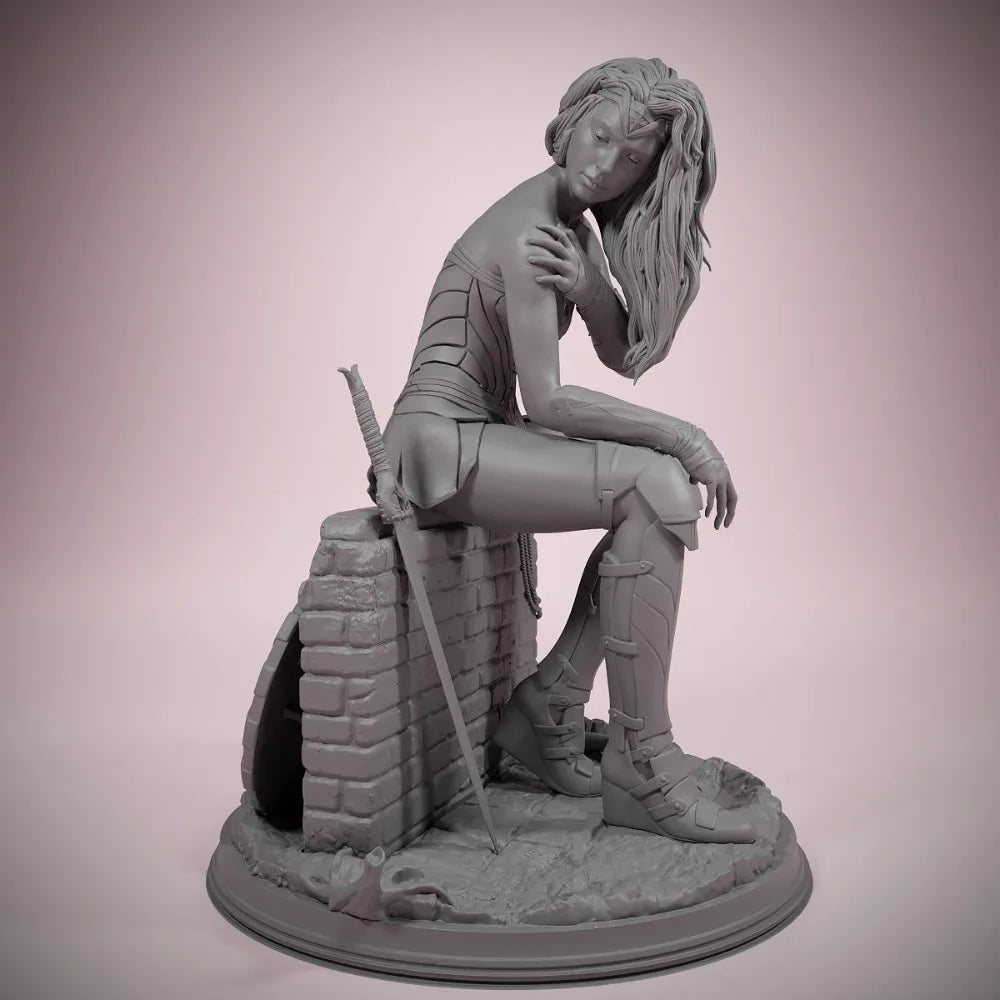 Female Warrior Swordswoman, Resin Model Figure Kit, Fantasy Theme, Unassembled and Unpainted