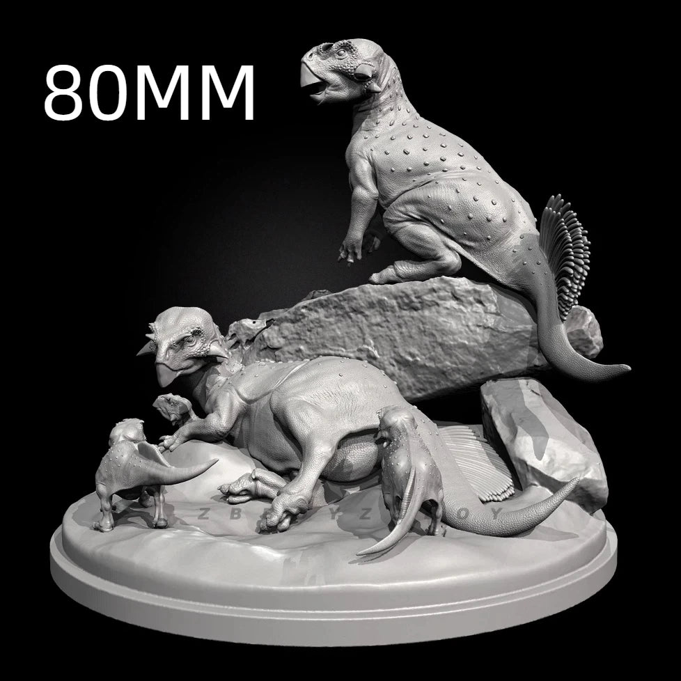 100mm Prehistoric Dinosaur, 7 Figures, Resin Model Diorama Kit, Wildlife Theme, Unassembled and Unpainted
