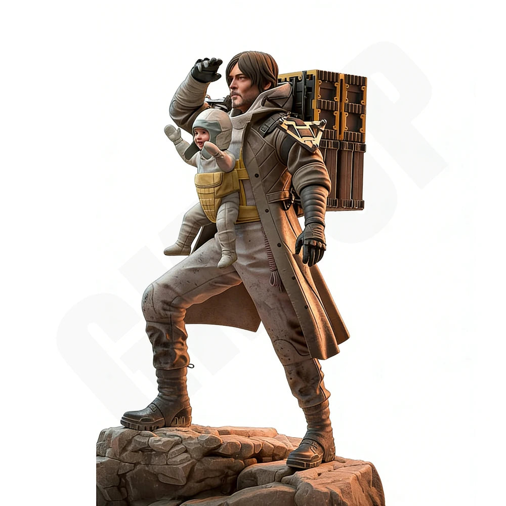1/24 Modern Post-Apocalyptic Survivor & Child, 2 Figures, Resin Model Figure Kit, Unassembled and Unpainted