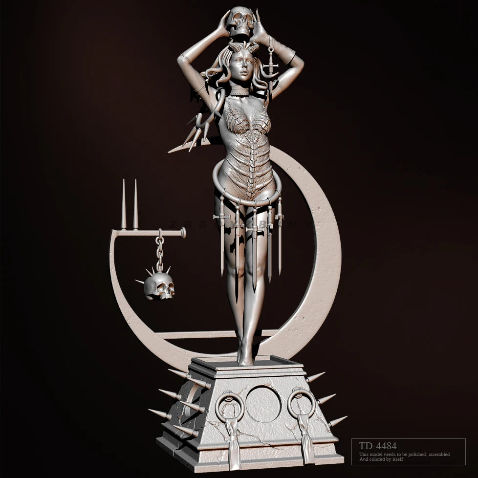 75mm Death-Themed Skeleton Female, Resin Model Figure Kit, Fantasy Theme, Unassembled and Unpainted