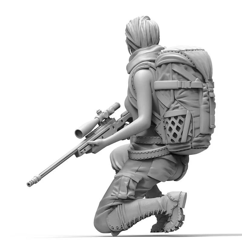 1/35 Modern Female Sniper with Precision Rifle, Resin Model Figure Kit, Unassembled and Unpainted