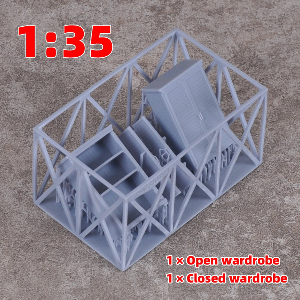 1/72 Tool Cabinet & Cupboard Set, Resin Model Accessory Kit, Historical Theme, Unpainted