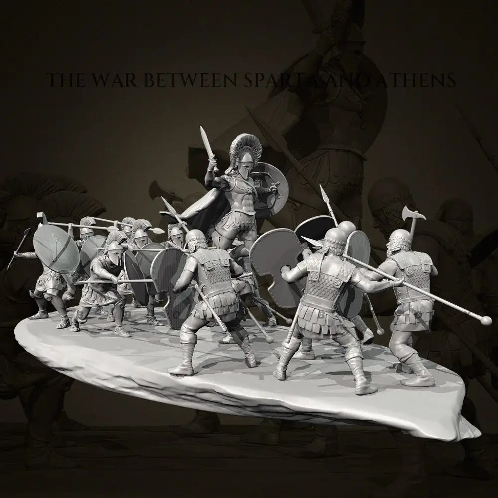 35mm Medieval Fantasy Warriors Battle, 30 Figures, Resin Model Diorama Kit, Unassembled and Unpainted