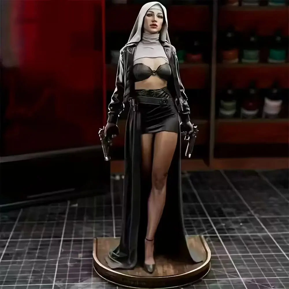 75mm Nun Warrior, Resin Model Figure Kit, Fantasy Theme, Unassembled and Unpainted