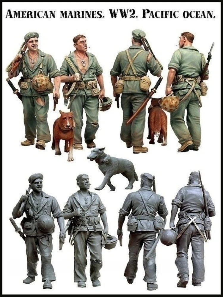 1/35 WWII US Marines Pacific Theater, 8 Figures, Resin Model Figure Kit, Unassembled and Unpainted