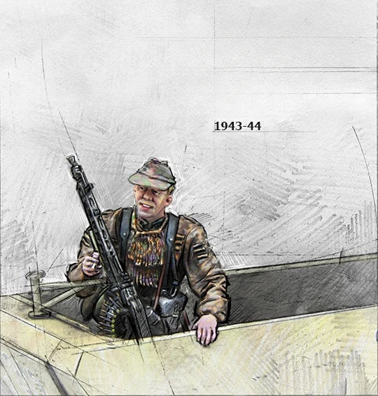 1/35 WWII German Machine Gunner Camo Smock, 2 Figures, Resin Model Figure Kit, Unassembled and Unpainted