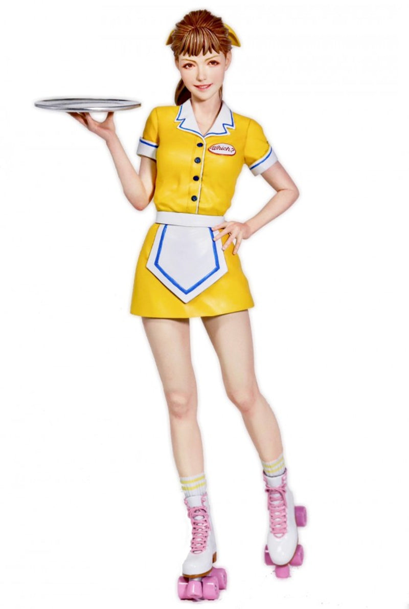 1/12 Retro Diner Waitress, Resin Model Figure Kit, Anime Theme, Unassembled and Unpainted