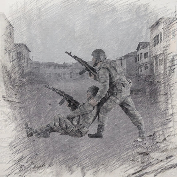 1/35 Modern Infantryman Suppressing Fire As Teammate Advances, 2 Figures, Resin Model Figure Kit, Unassembled and Unpainted