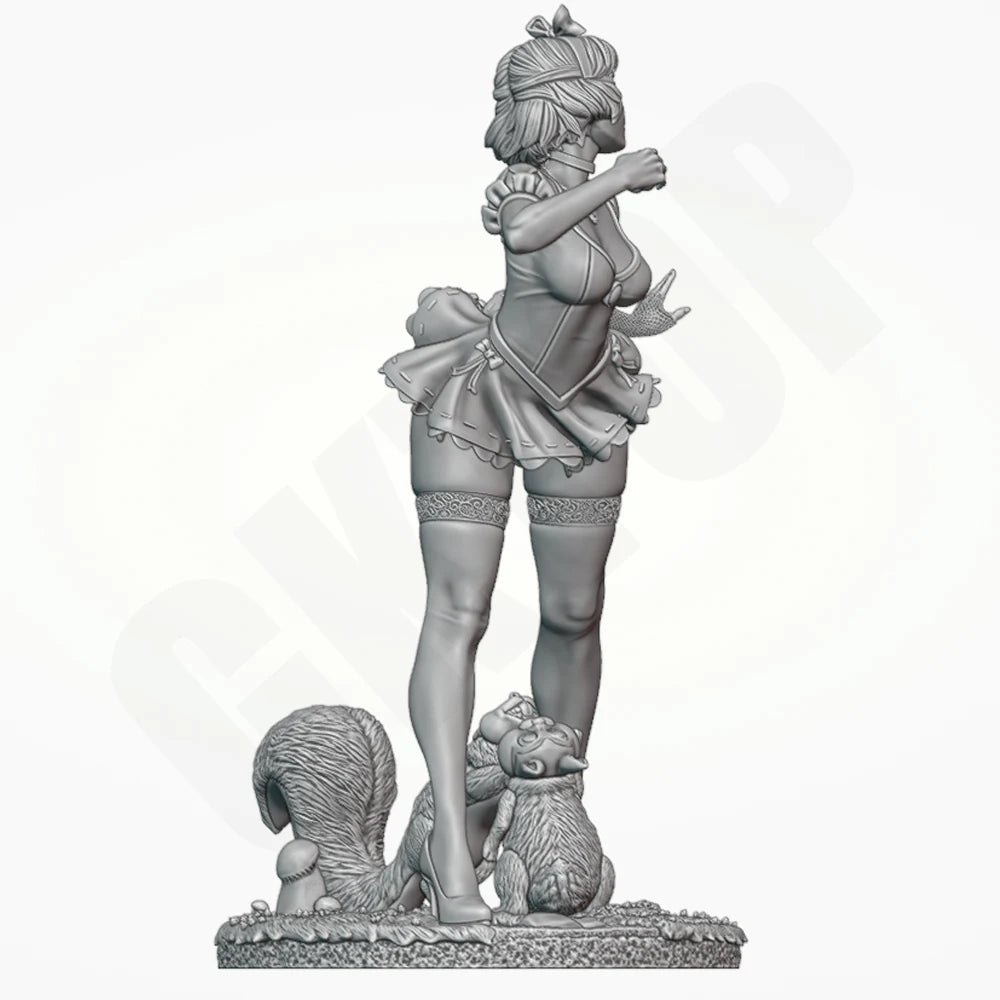 1/24 Enchantress with Squirrel Familiars, Resin Model Figure Kit, Fantasy Theme, Unassembled and Unpainted